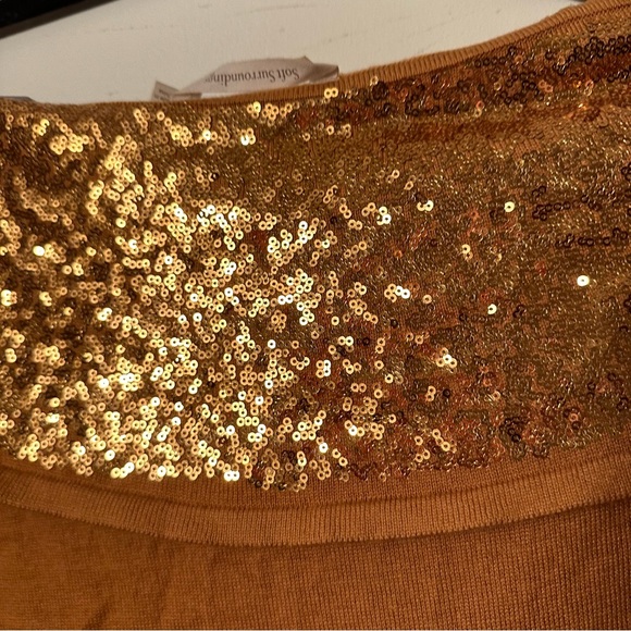 Soft Surroundings Soft Raven Sequin Off The Shoulder Sweater In Golden Brown M - Picture 8 of 13